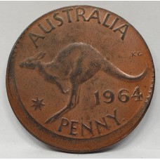AUSTRALIA 1964 . ONE 1 PENNY . ERROR . HUGE MIS-STRIKE